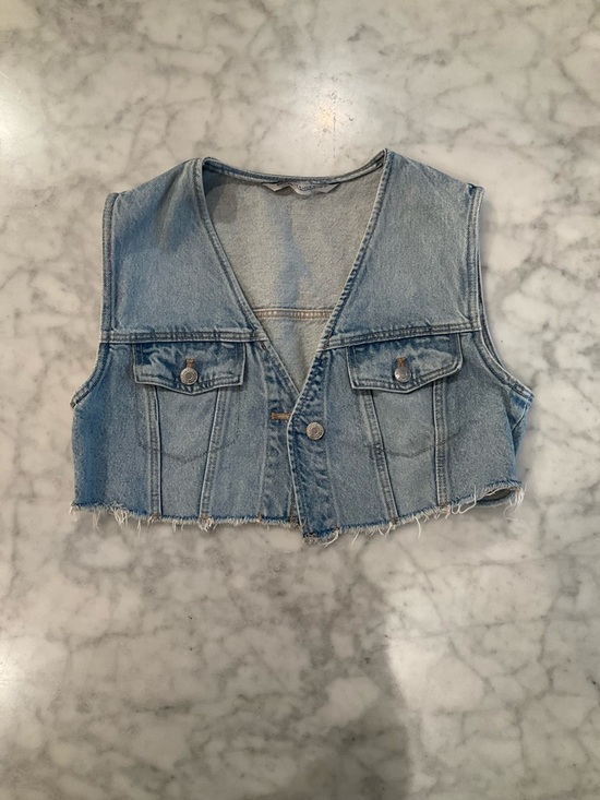 Zara Tops - Zara Pale Blue Denim Vest